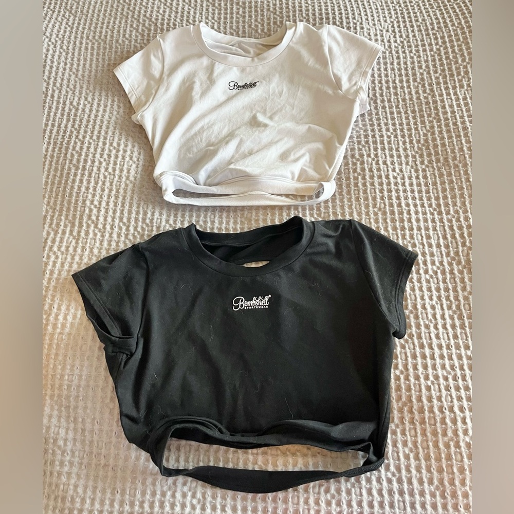 Bombshell Sportswear Open Back Crop Shirts
